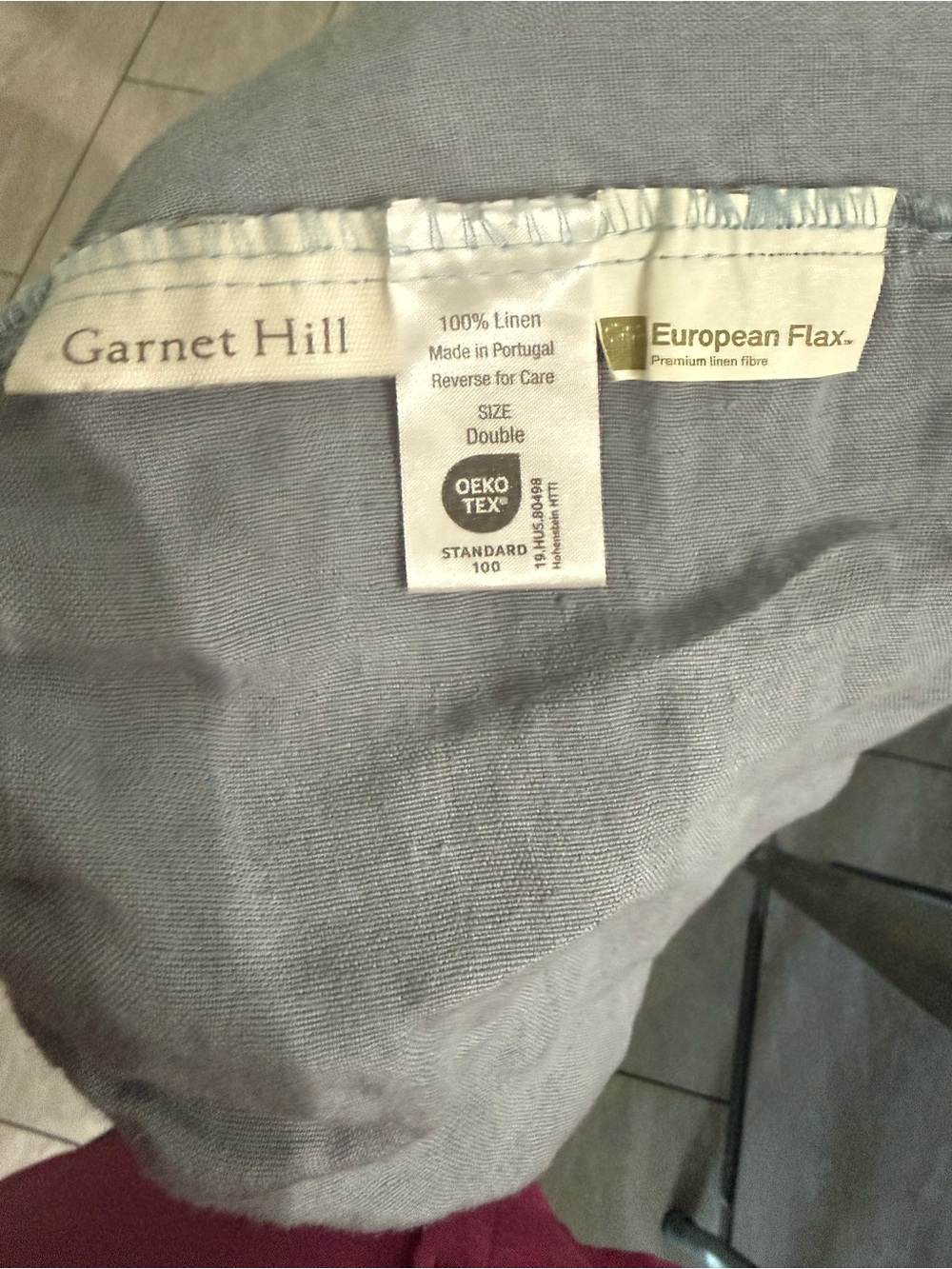 Garnet Hill Full/Double 100 Flax Linen Blue Fitted And Flat Sheet - Picture 3 of 9